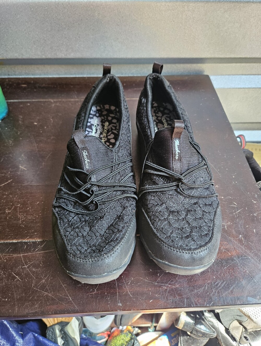 Skechers Breathe Easy Womens Size 8 Black Mesh Casual Shoes Comfort Flats